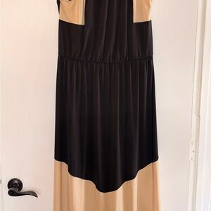 Charming Charlie Black and Beige Colorblock Maxi Dress